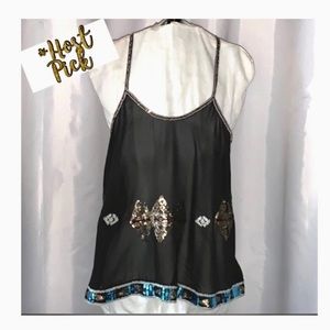 BB Dakota S Black Sheer Sequin Camisole